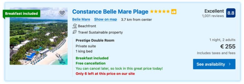 Hotel Constance belle mare plage in Mauritius