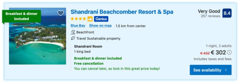 Hotel Shandrani beachcomber resort and spa in Mauritius