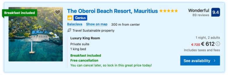 Hotel The Oberoi beach resort in Mauritius